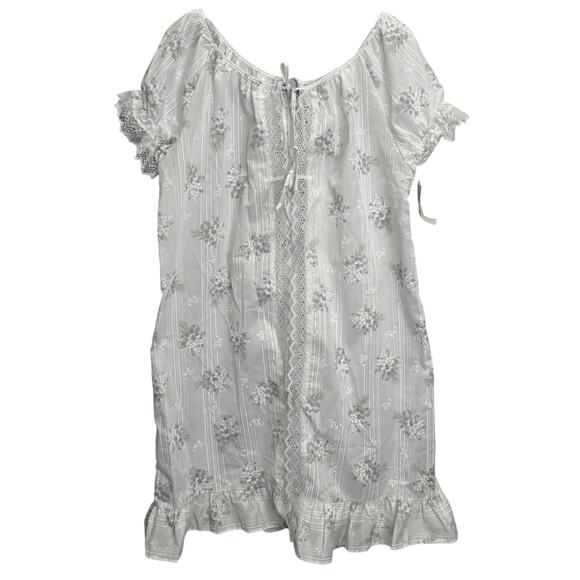 Vintage Ballet Peignoir Set Size M White Floral Cotton Blend Robe Gown Short New - Picture 2 of 12